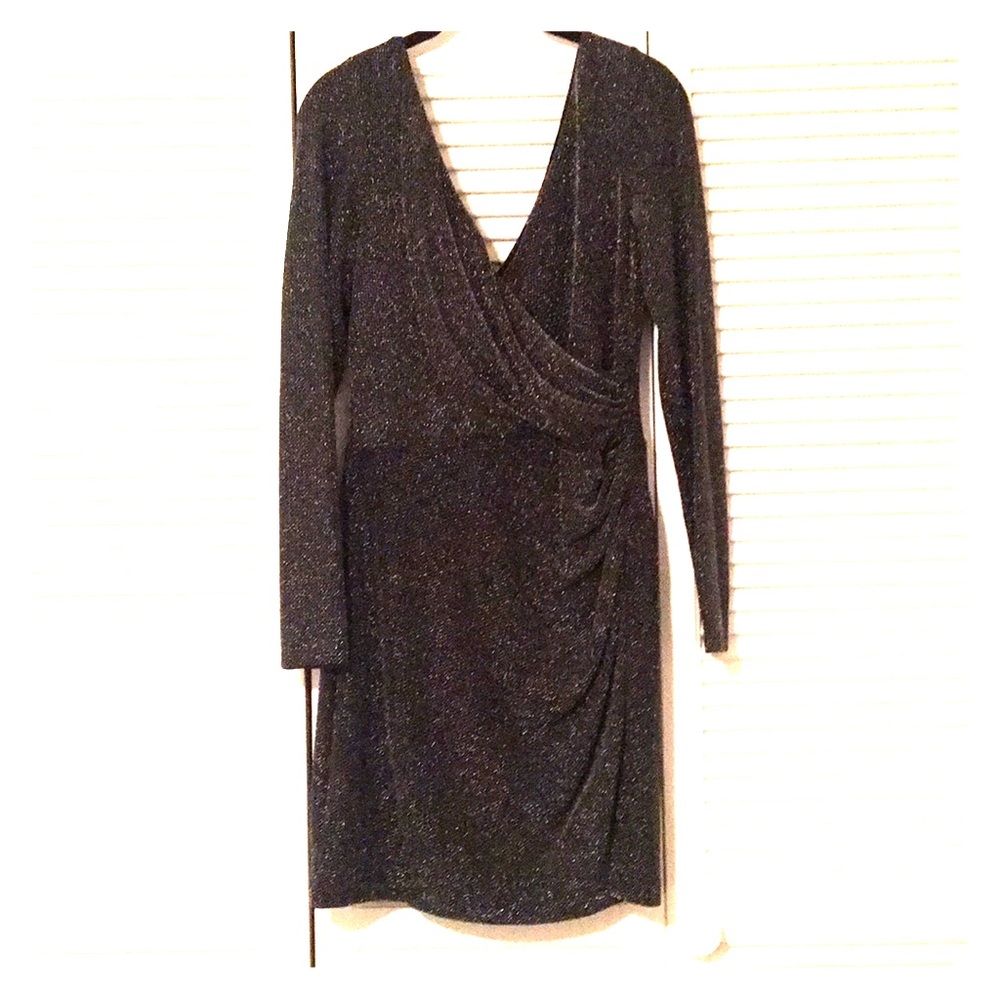 Black and Silver metallic knit dress by Lauren